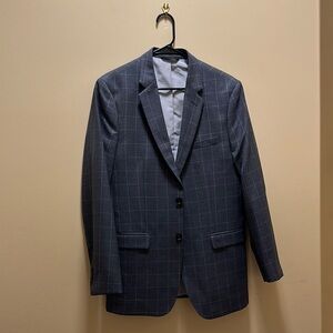 Men's Blue/Grey Checkered Blazer